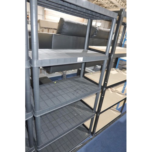 1358 - 1 x black plastic shelf unit approx 91 x 45 x 184cm high