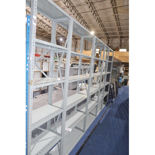 1362 - 5 x bays of grey metal bolted stores type racking, overall the five bays measure approx 398cm wide a... 