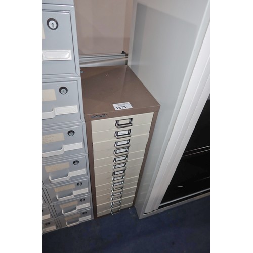 1373 - 1 x Bisley brown metal 15 drawer index type cabinet approx 28 x 38 x 86cm high