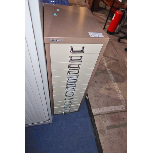 1390 - 1 x Bisley brown metal 15 drawer index type cabinet approx 28 x 38 x 86cm high