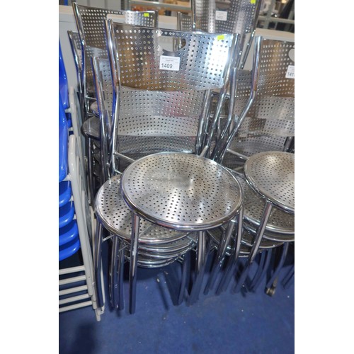 1409 - 6 x stacking metal framed chairs