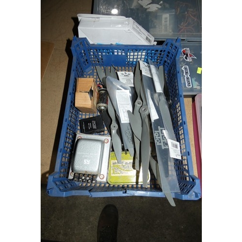 2685 - A quantity of various radio control aircraft related items including propellors, 1 x Propdrive 42 el... 