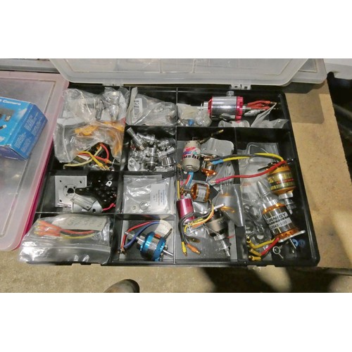 2685 - A quantity of various radio control aircraft related items including propellors, 1 x Propdrive 42 el... 