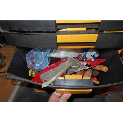 2025 - 1 x rolling workshop tool box containing a quantity of various hand tools, a 240v extension lead etc... 