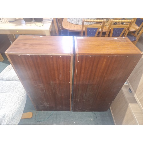 2192 - 2 x vintage wood cased speakers each approx 53 x 31 x 105cm high - No make visible