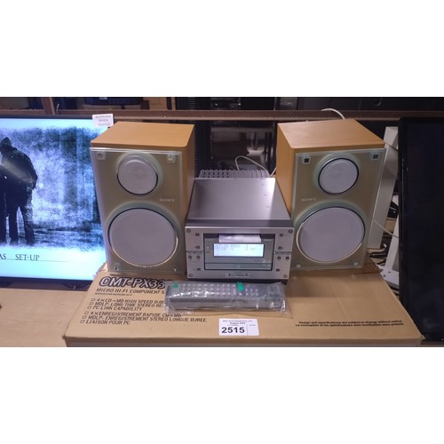 2515 - A boxed compact stereo system by Sony type: CMT-PX333 with CD, Minidisc, radio & PC link, comes with... 