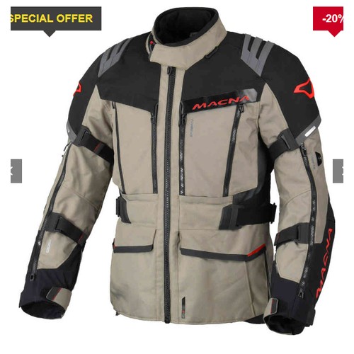 1478 - 1 x Macna Chieftane motorcycle jacket size L UK 42 RRP £300 - Taupe / black / red