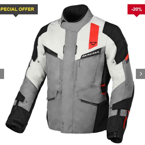 1508 - 1 x Macna Zastro motorcycle jacket size L UK 42 RRP £150 - Grey /Black / Red