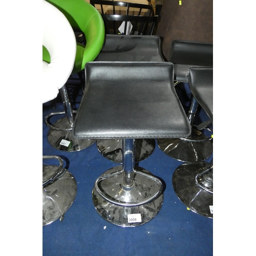 3008 - 2 x adjustable height stools with black seat pads