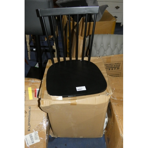 3027 - 2 x Willis black painted wooden dining chairs - Boxed and requires assembly