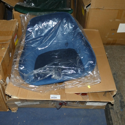 3029 - 1 x Lamboro blue velvet upholstered bar stool - Boxed and requires assembly