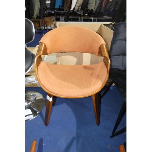 3042 - 1 x burnt orange / tomato upholstered bent wood dining chair