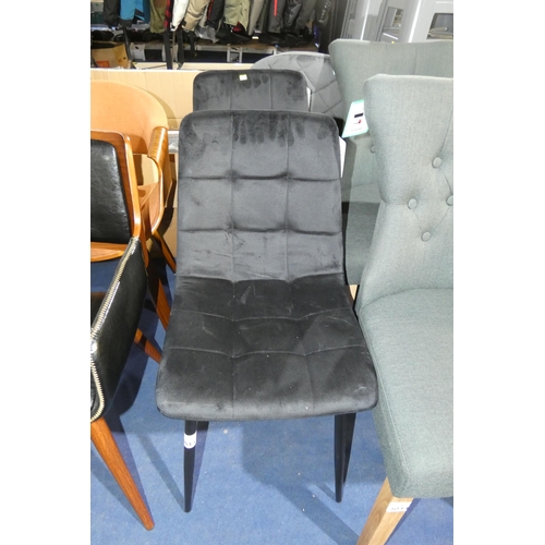 3043 - 2 x black upholstered dining chairs