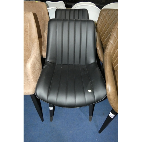 3046 - 2 x black upholstered dining chairs