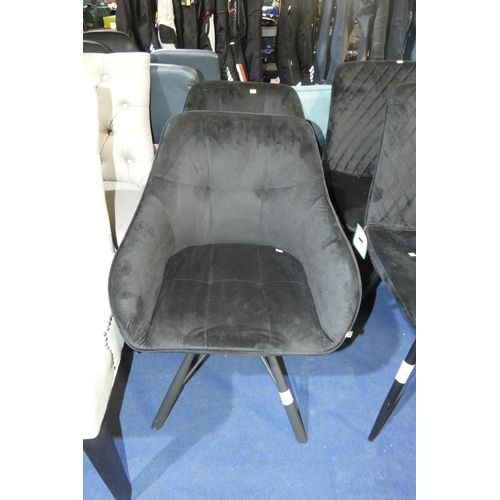 3058 - 2 x black upholstered tub type dining chairs