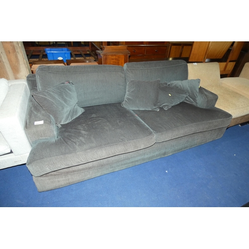 3067 - 1 x Dekoria dark grey upholstered sofa approx 215cm wide. Please note that this sofa is used