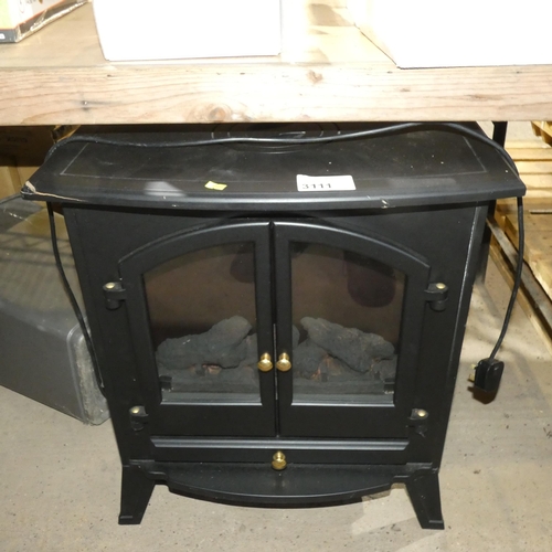 3111 - 1 x Manor electric heater in the style of a log burning stove 240v (Trade)  Tested  Working