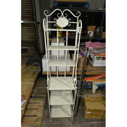 3114 - 1 x cream metal folding shelf unit approx 40 x 30 x 173cm high