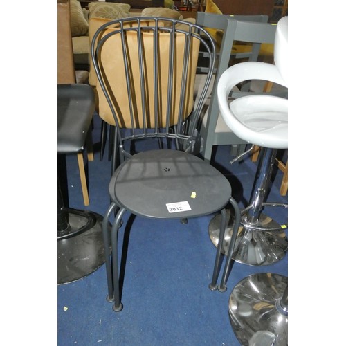 3012 - 2 x black metal stacking chairs