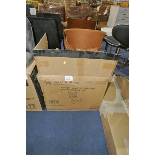 3021 - 2 x Nestor grey upholstered cantilever dining chairs - Boxed and requires assembly