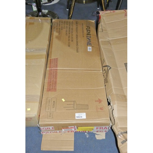 3023 - 2 x Monza grey velvet upholstered dining chairs - Boxed and requires assembly