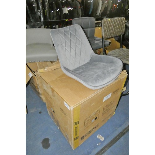 3033 - 2 x Pesaro grey upholstered dining chairs - Boxed and requires assembly