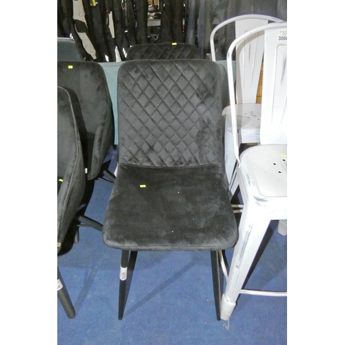 3059 - 2 x black upholstered dining chairs