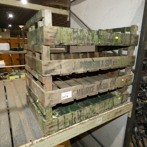 3174 - 4 x vintage wooden crates