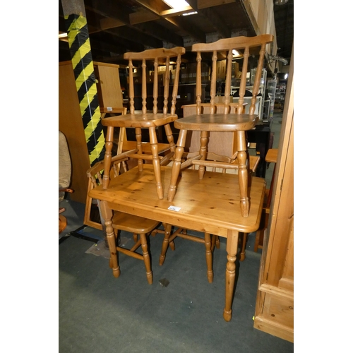 3238 - 1 x Pine dining table approx 107 x 68cm and 4 x Pine dining chairs