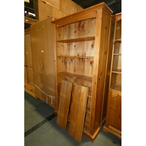 3241 - 2 x Pine open front bookcases approx 95cm w and 92cm wide both approx 183cm high. Please note that o... 