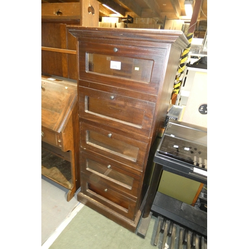 3275 - 1 x vintage dark wood chest of five drawers approx 63 x 47 x 145cm high. Please note that the five d... 