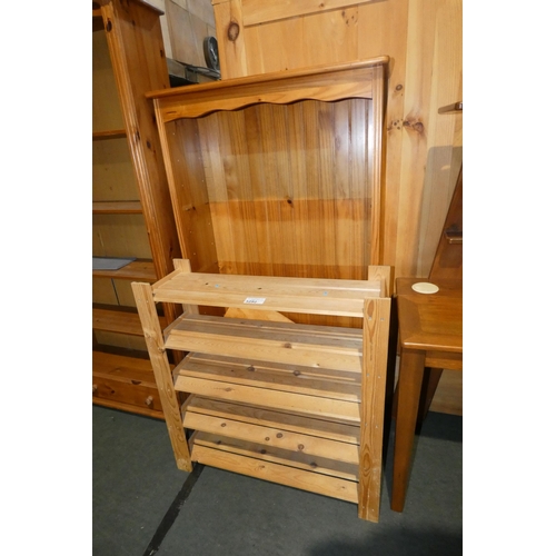 3292 - 1 x Pine bookcase approx 83cm w x 150cm high and 1 x Pine open shelf unit approx 84cm w x 89cm high