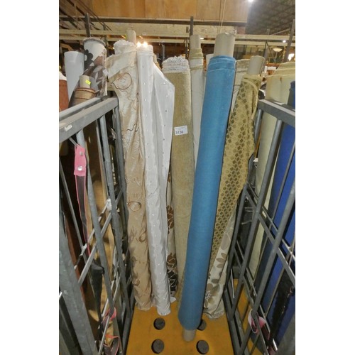 3130 - A quantity of various rolls / part rolls of fabric. Not practical to list in detail so please view o... 