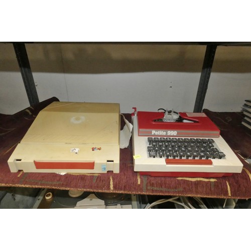 3360 - A vintage Petite 990 toy typewriter, a vintage Sony TC-134SD cassette-corder 240v and 1 x other vint... 