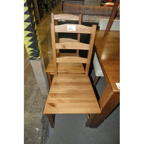 3233 - 2 x wooden ladder back dining chairs