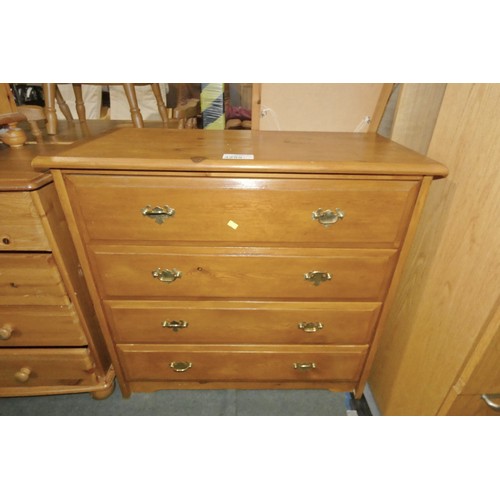 3255 - 1 x Pine chest of 4 drawers approx 84cm w x 80cm high