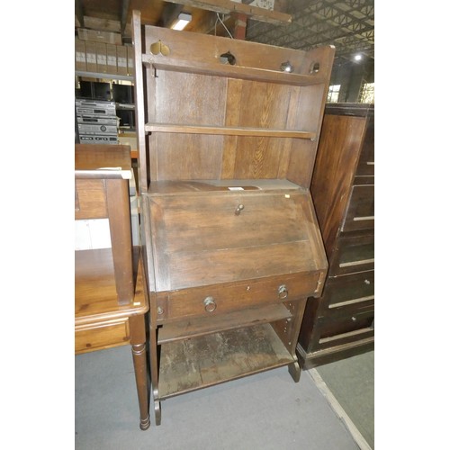 3274 - 1 x dark wood tall writing bureau approx 78 x 44 x 167cm high