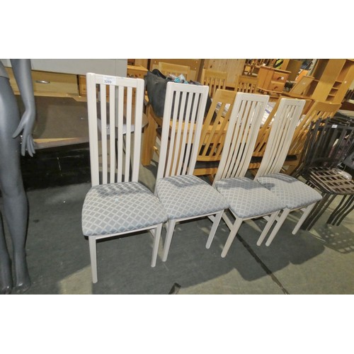 3289 - 4 x G Plan cream painted wooden dining chairs