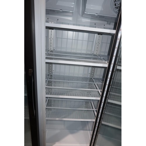 2199 - A commercial wide 3 door display fridge by Tefcold, unit has a broken advertising section - trade. T... 