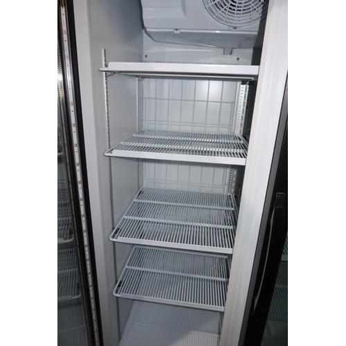 2199 - A commercial wide 3 door display fridge by Tefcold, unit has a broken advertising section - trade. T... 