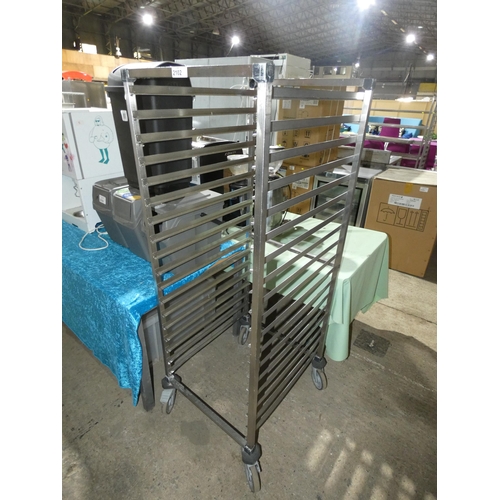 2102 - A commercial stainless steel mobile tray rack approx 59x68x163cm