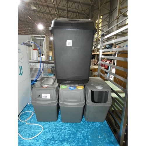 2103 - 3 x recycling bins and one other bin