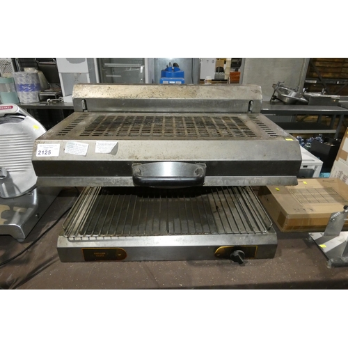 2125 - A commercial stainless steel gas fired rise and fall salamander grill by Roller Grill - trade