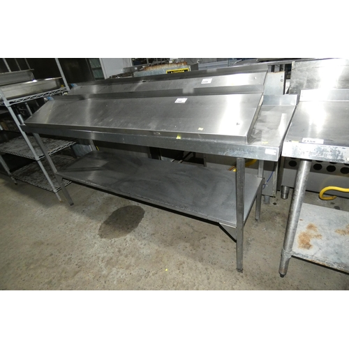 2161 - A commercial stainless steel catering type table with shelf beneath approx 208x60cm