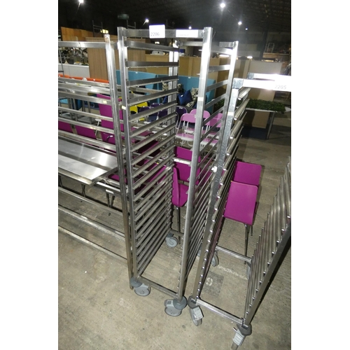 2206 - A commercial stainless steel mobile tray rack approx 39x58x178cm