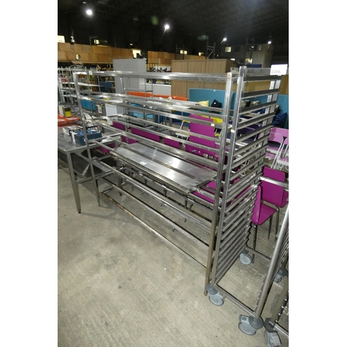 2207 - A commercial stainless steel catering type rack with 7 drying shelves approx 188x61x176cm