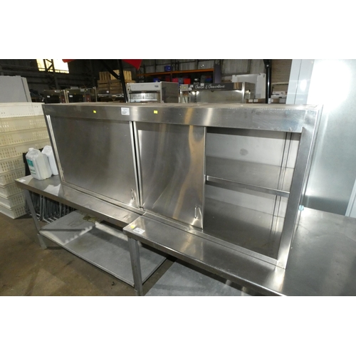 2227 - A commercial stainless steel 2 sliding door wall cabinet approx 190x43x69cm