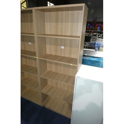 2325 - 1 x wood effect open front shelf unit approx 80 x 32 x 213cm high