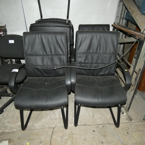 2385 - 5 x black upholstered office cantilever chairs