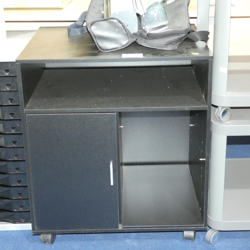 2398 - 1 x small black wheeled cabinet approx 60 x 50 x 68cm high